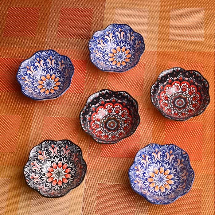 CERAMIC Designer bowls small set of 6 Flower shape - photo 4