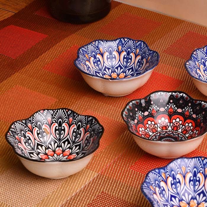 CERAMIC Designer bowls small set of 6 Flower shape - photo 2