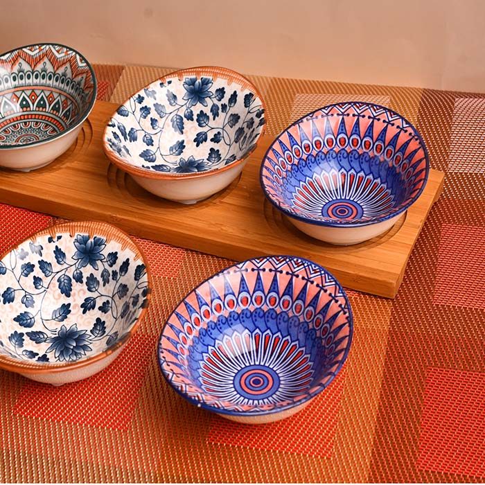 CERAMIC Designer bowls small set of 6 oval shape - photo 2