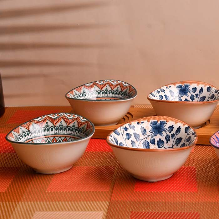 CERAMIC Designer bowls small set of 6 oval shape - photo 3