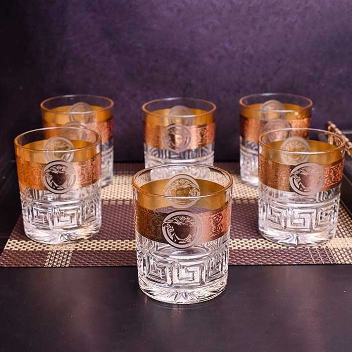 Whisky Glass gold pattern 6 PC 390 ML - photo 3