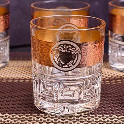 Whisky Glass gold pattern 6 PC 390 ML - photo 1