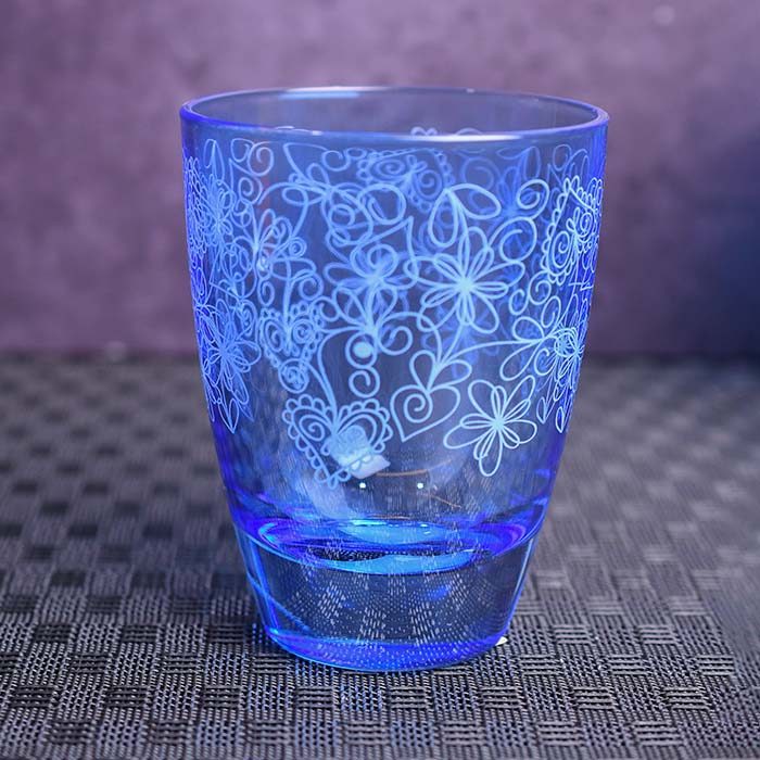 DECOVER Juice glass Blue with white design (set of 6) - photo 1