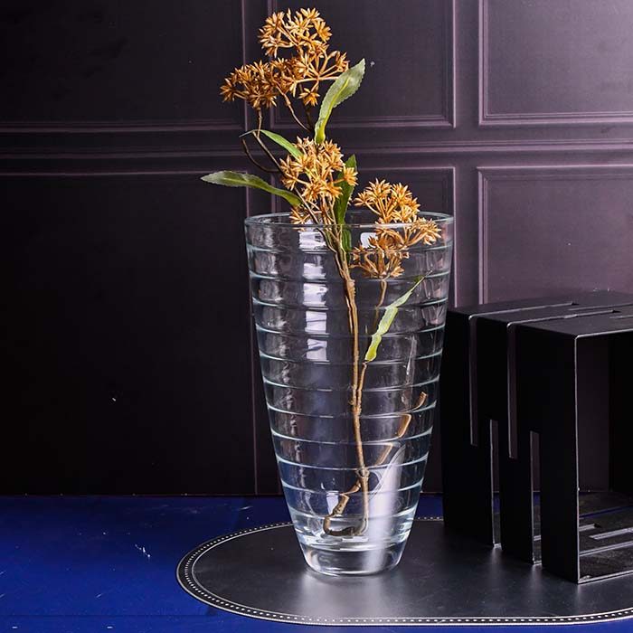 VIDVI Flower vase Glass with lines - photo 1