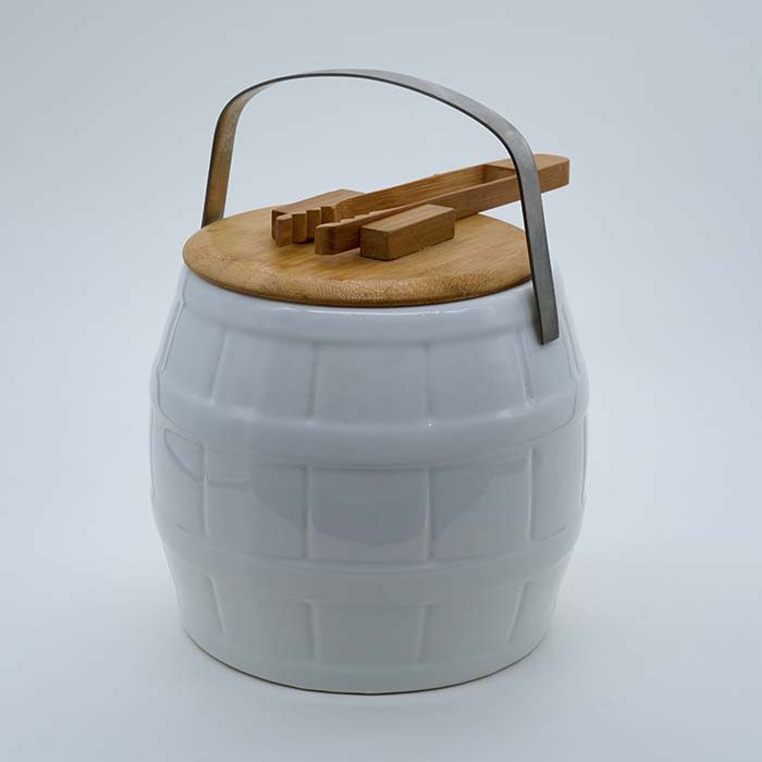 DEVNOW Ceramic ice bucket with wooden Lid and picker - photo 1
