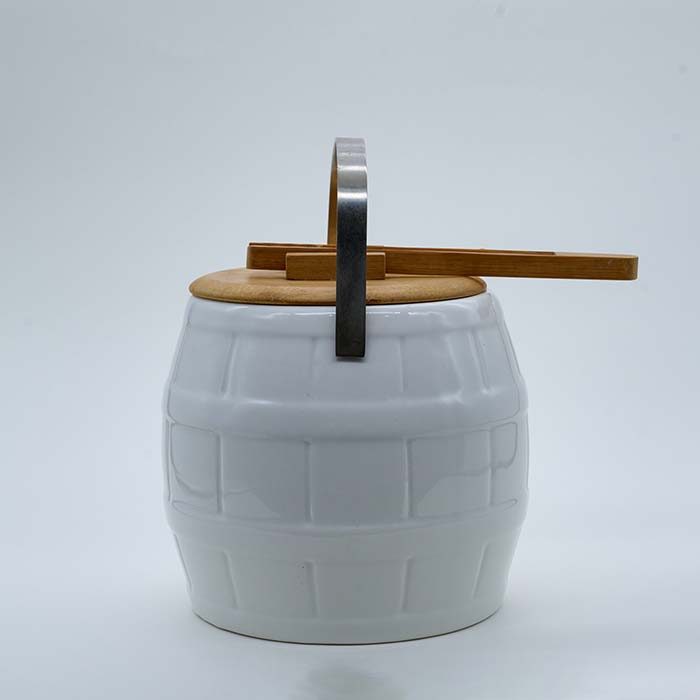 DEVNOW Ceramic ice bucket with wooden Lid and picker - photo 2