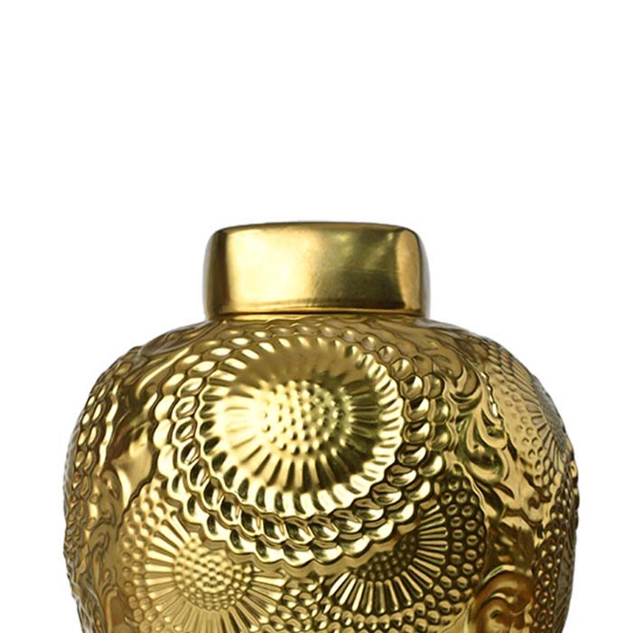Ceramic Matt Gold Vase big with lid - photo 4