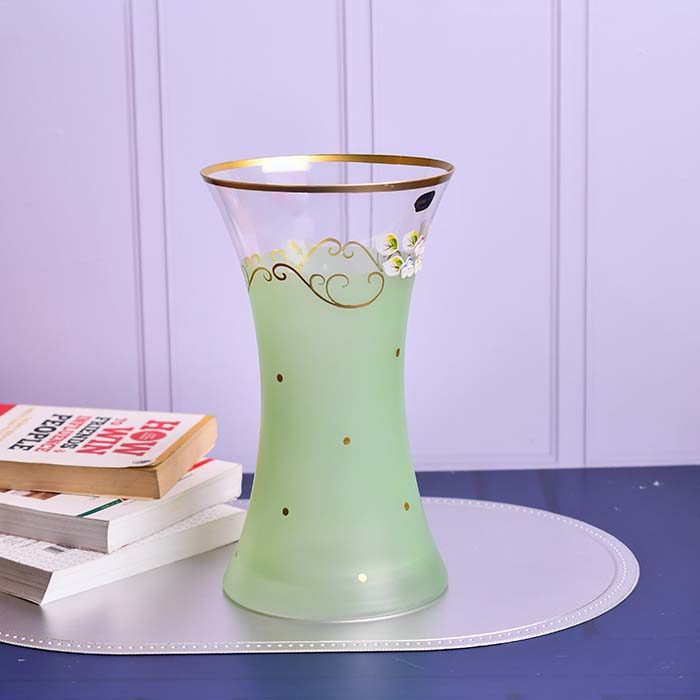 Flower vase Green with Gold line short - photo 2