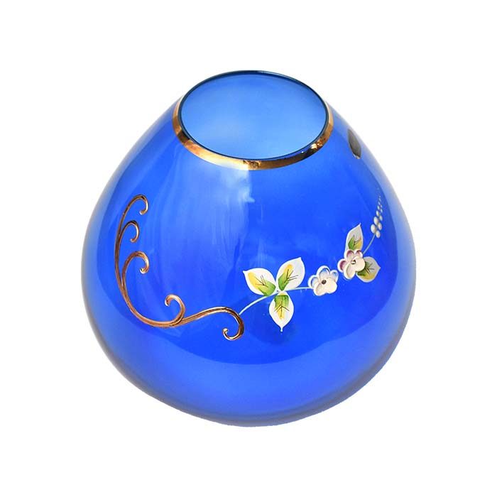 Flower vase Blue with Gold line short - photo 3