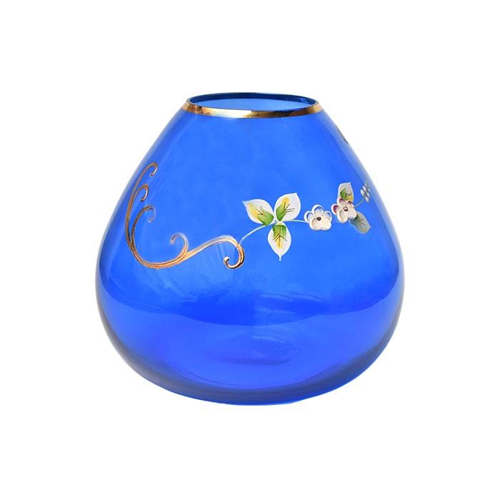 Flower vase Blue with Gold line short - photo 2