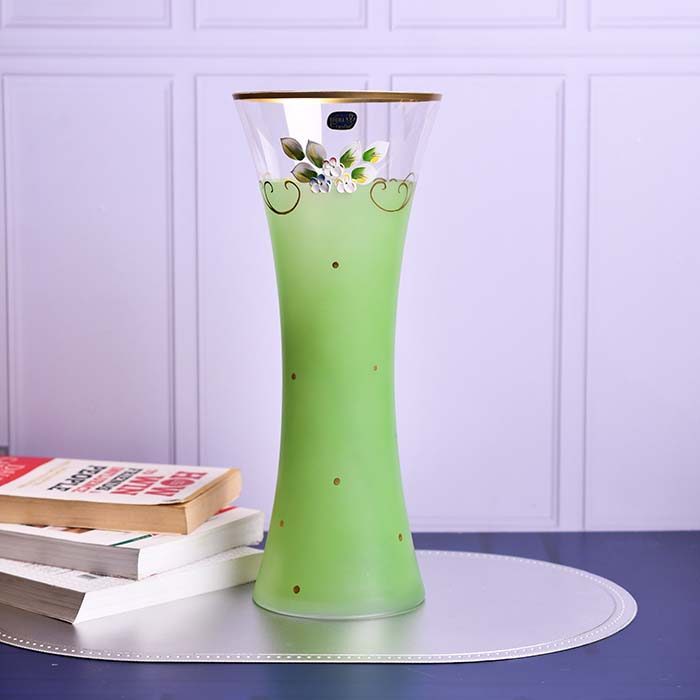 Flower vase Green with Gold line slim - photo 2