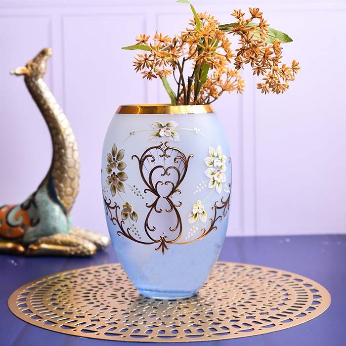 Flower vase Light blue with Gold line - photo 1