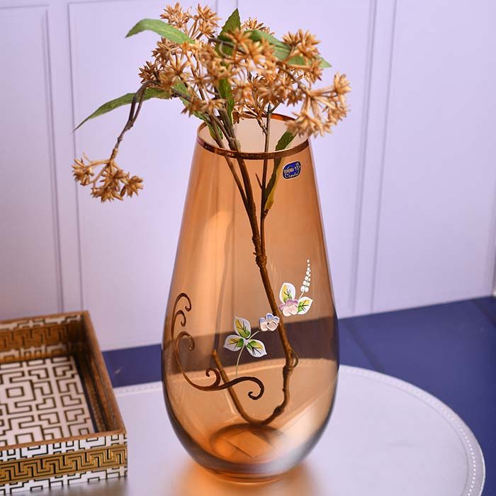 Flower vase Brown with Gold line - photo 2