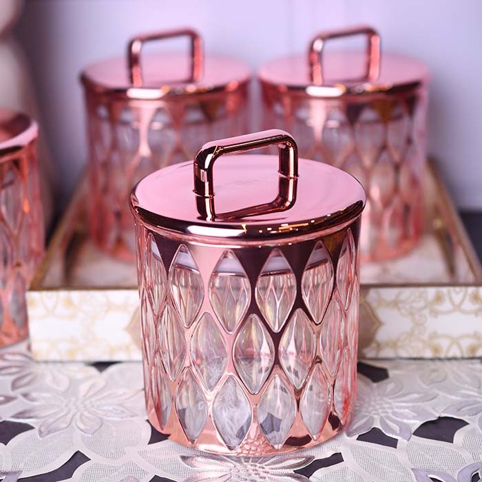 Acrylic Airtight food canister set of 5 with Designer tray Rose - photo 2