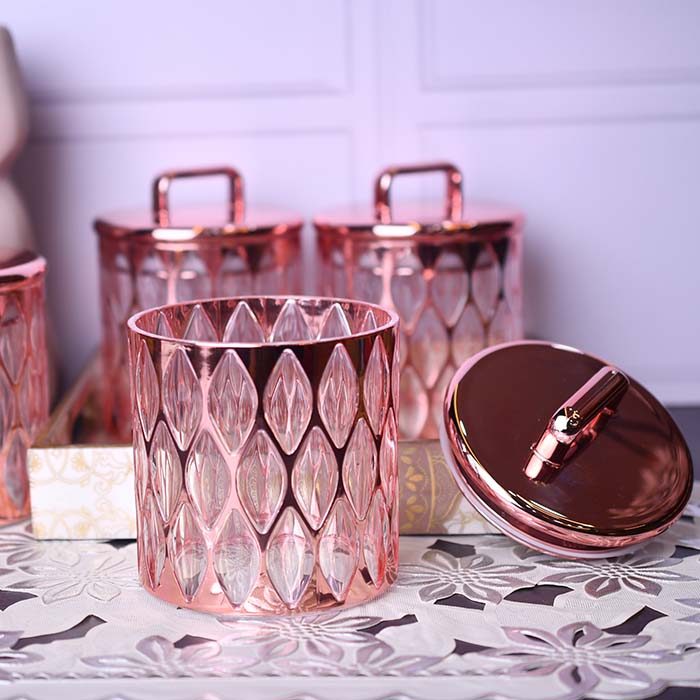 Acrylic Airtight food canister set of 5 with Designer tray Rose - photo 3