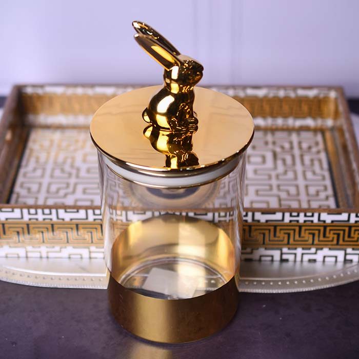 Acrylic Airtight Food canister Gold base and Bunny lid - photo 3