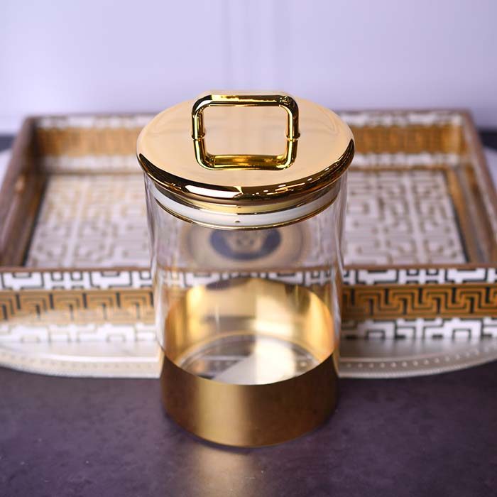 Acrylic Airtight Food canister Gold with Handle lid - photo 3