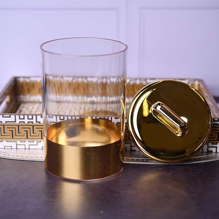 Acrylic Airtight Food canister Gold with Handle lid - photo 2
