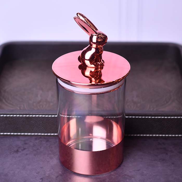 Acrylic Airtight Food canister Rose gold base with Bunny lid - photo 3