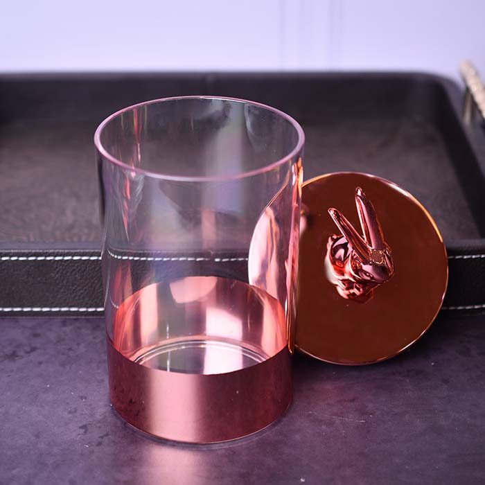 Acrylic Airtight Food canister Rose gold base with Bunny lid - photo 2