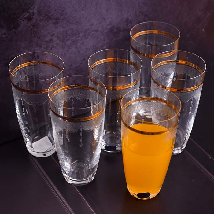 BOHEMIA Kate Long water glass with Gold line KATE9346G (set of 6 - photo 4