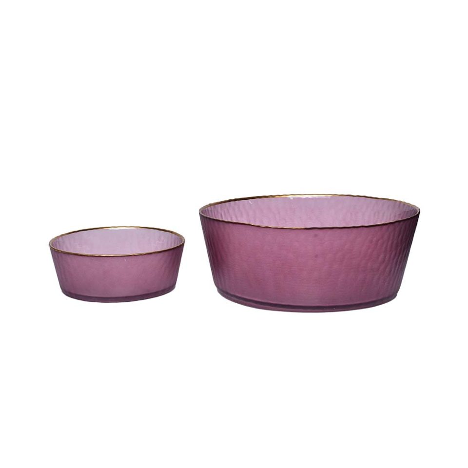Glass bowl 7 PC set Light mulberry shade with gold rim - photo 2