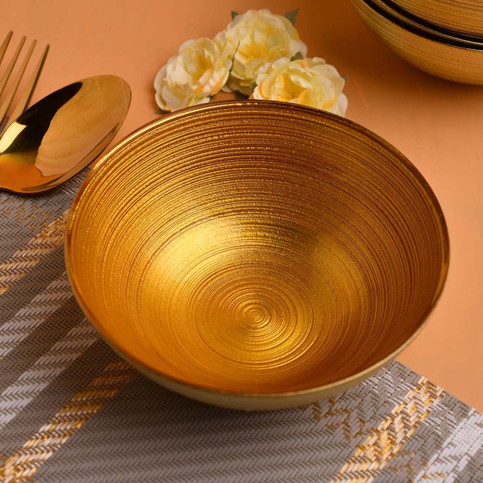 Glass bowl 7 PC set Gold painted - photo 2
