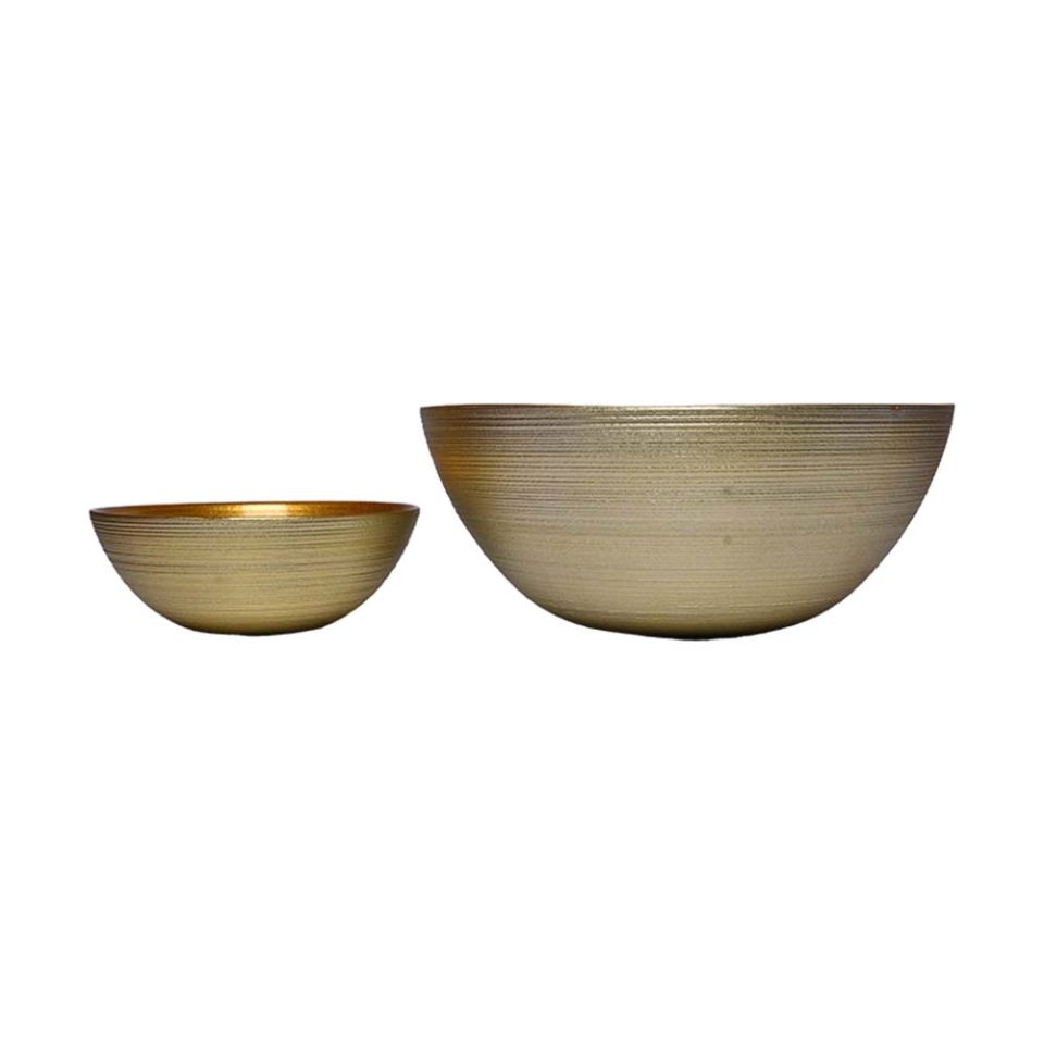 Glass bowl 7 PC set Gold painted - photo 3