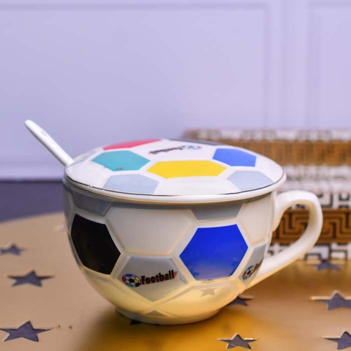 Kids Football Mug with spoon and lid - photo 2