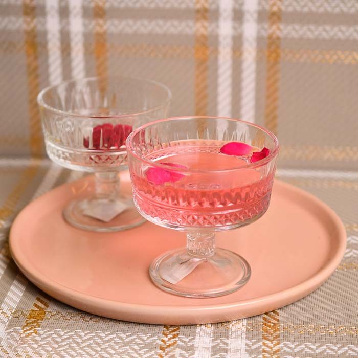 PASABAHCE | Icecream cup | With stem and patterns | Set of 2 - photo 1