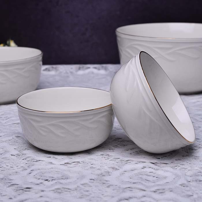 Qualitier Bowl Cream with Gold line 12 CM (small) Set of 2 - photo 1