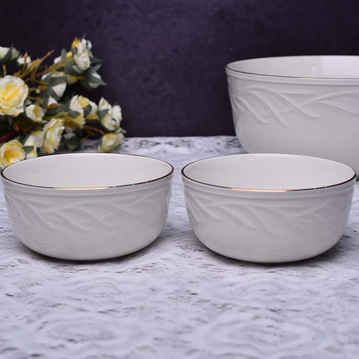 Qualitier Bowl Cream with Gold line 12 CM (small) Set of 2 - photo 3