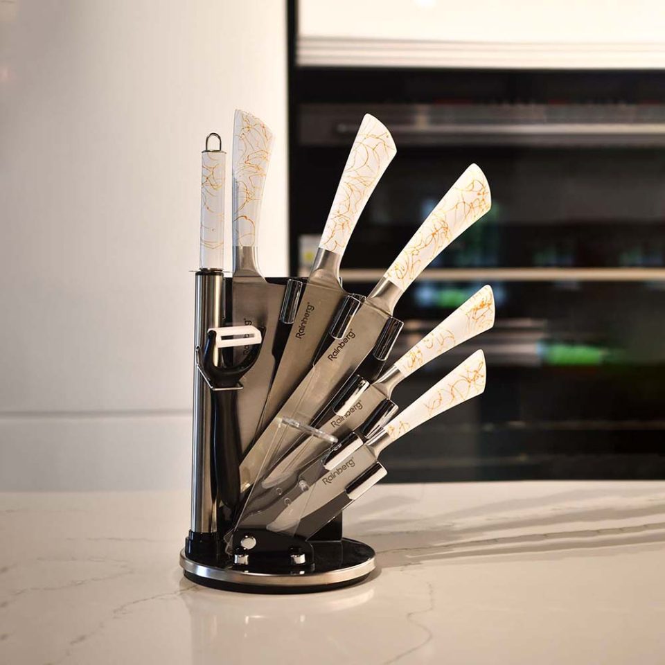 Kitchen Knife set with sharpner rod WHITE - photo 2