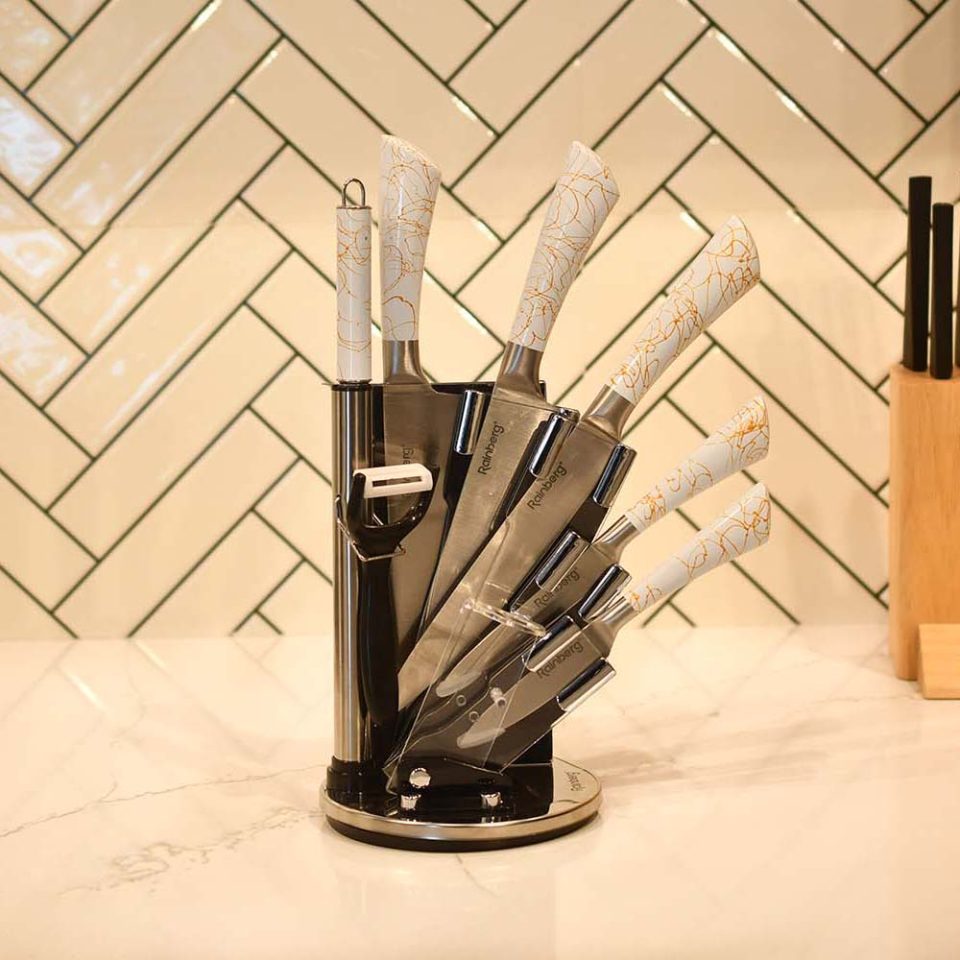 Kitchen Knife set with sharpner rod WHITE - photo 4