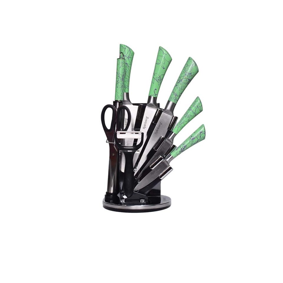 Kitchen Knife set with sharpner rod GREEN - photo 6