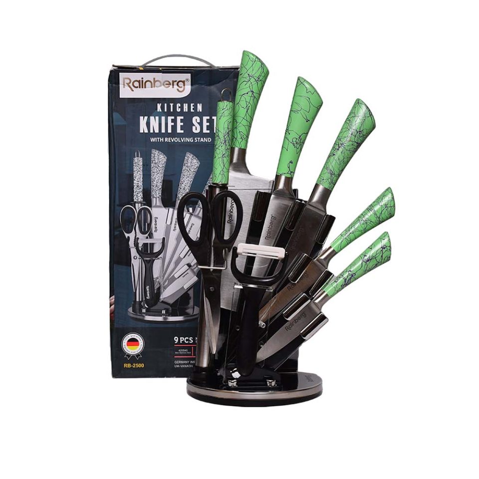 Kitchen Knife set with sharpner rod GREEN - photo 5