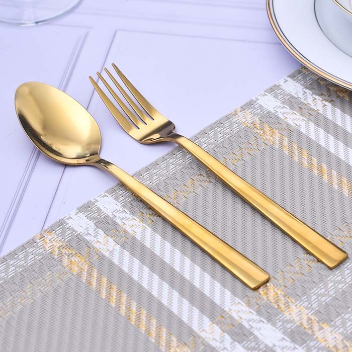 RAINBERG Gold plain spoon set ( 6 dinner spoon 6 dinner fork ) - photo 2