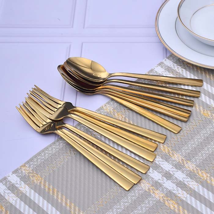 RAINBERG Gold plain spoon set ( 6 dinner spoon 6 dinner fork ) - photo 3