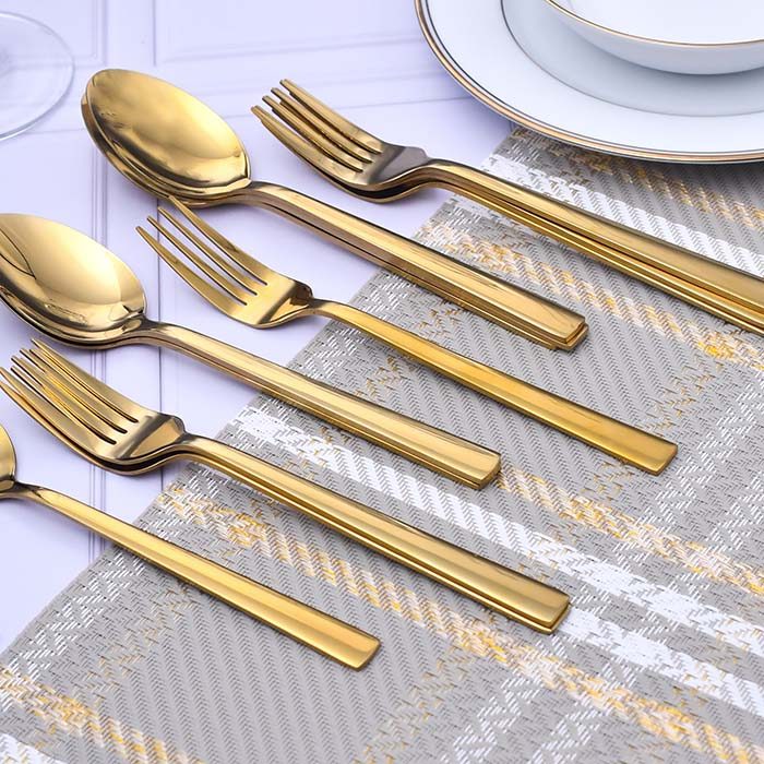 RAINBERG Gold plain spoon set ( 6 dinner spoon 6 dinner fork ) - photo 1