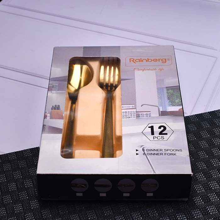RAINBERG Gold plain spoon set ( 6 dinner spoon 6 dinner fork ) - photo 4