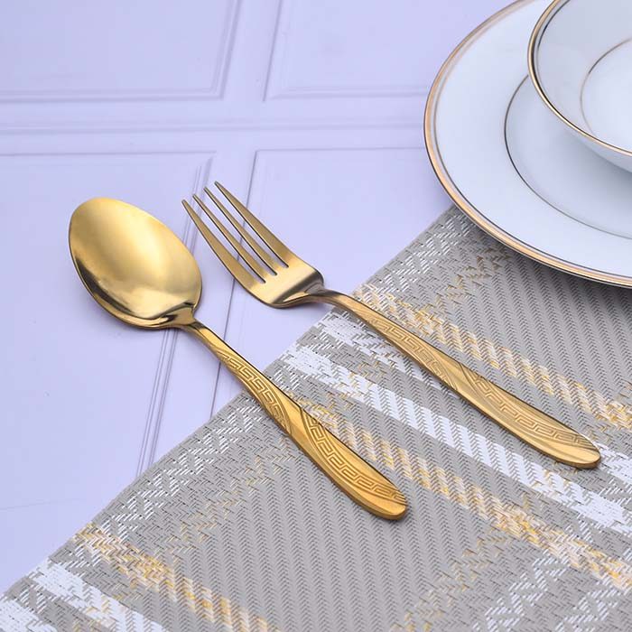 RAINBERG Gold designer spoon set ( 6 dinner spoon 6 dinner fork - photo 1