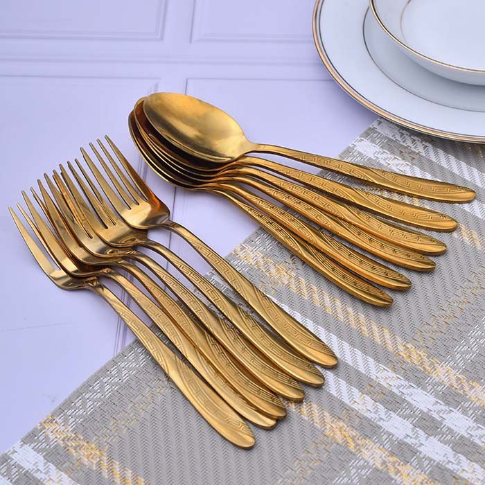 RAINBERG Gold designer spoon set ( 6 dinner spoon 6 dinner fork - photo 2
