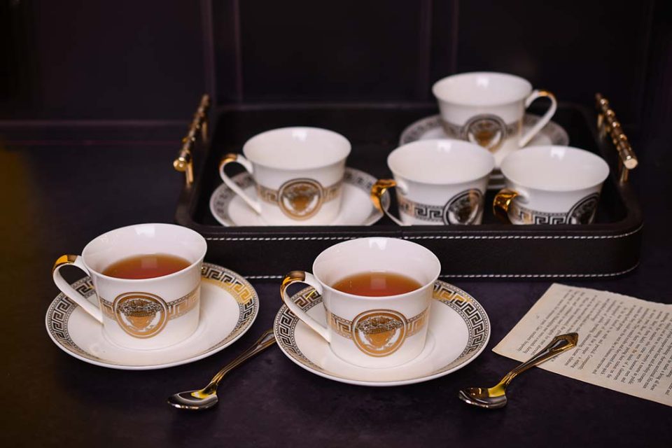 CUP AND SAUCER SET OF 6 LUXURY DESIGN WHITE+GOLD - photo 2