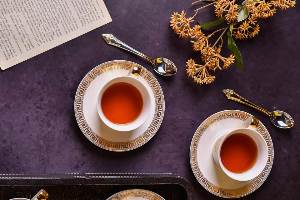CUP AND SAUCER SET OF 6 LUXURY DESIGN WHITE+GOLD - photo 3