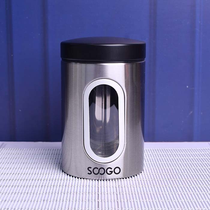 SOOGO Jar clear window Round Silver 1000 ML Set of 2 - photo 2