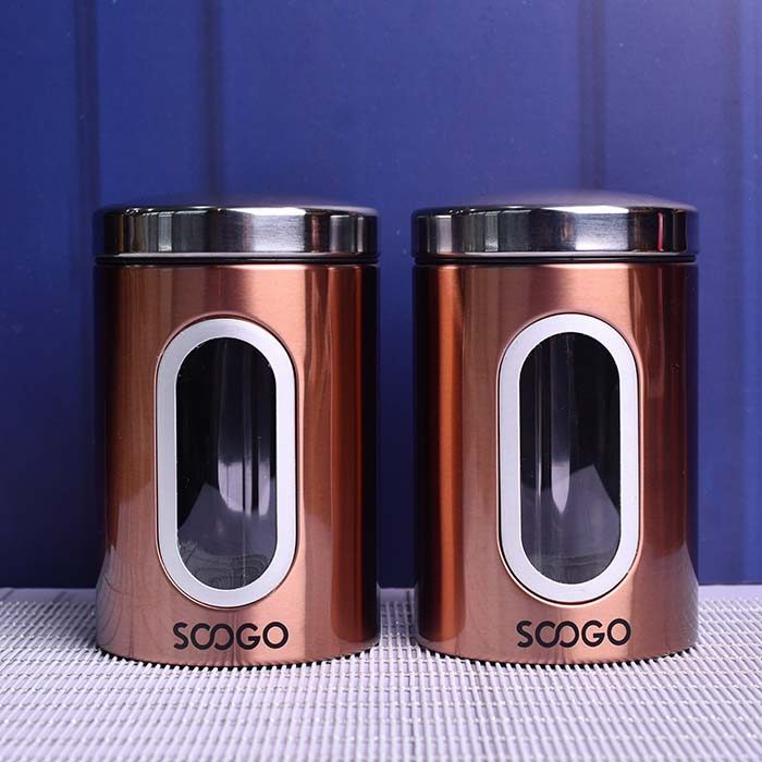SOOGO Jar clear window Round Copper 1500 ML - photo 2