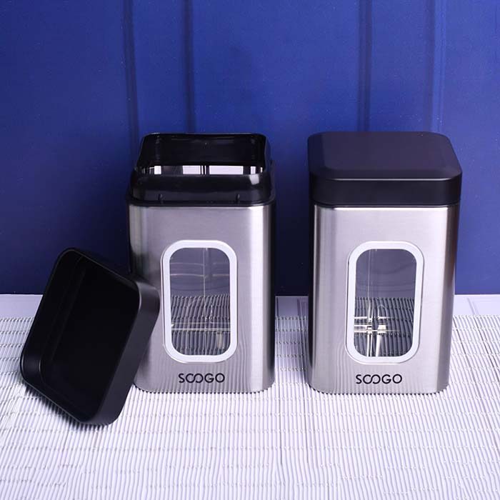 SOOGO Jar clear window Square silver 1500 ML - photo 3