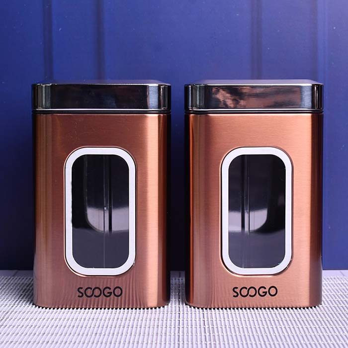 SOOGO Jar clear window Square Copper 2500 ML - photo 2