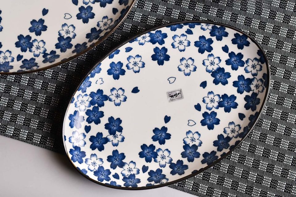 Ceramic Oval platter | Medium | Blue floral print - photo 2