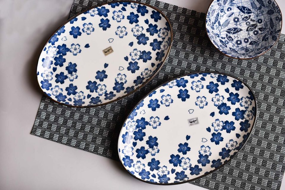 Ceramic Oval platter | Medium | Blue floral print - photo 3